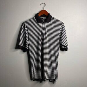 90s vintage black white and gray polo shirt by basic additions size small